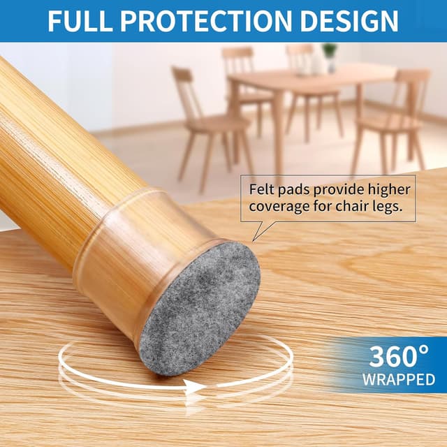 Detalle 2 de Kleine Silikon Bodenschoner für Stuhlbeine – 32 Stuhlbeinkappen grau, Φ 28–37 mm, Filzunterseite