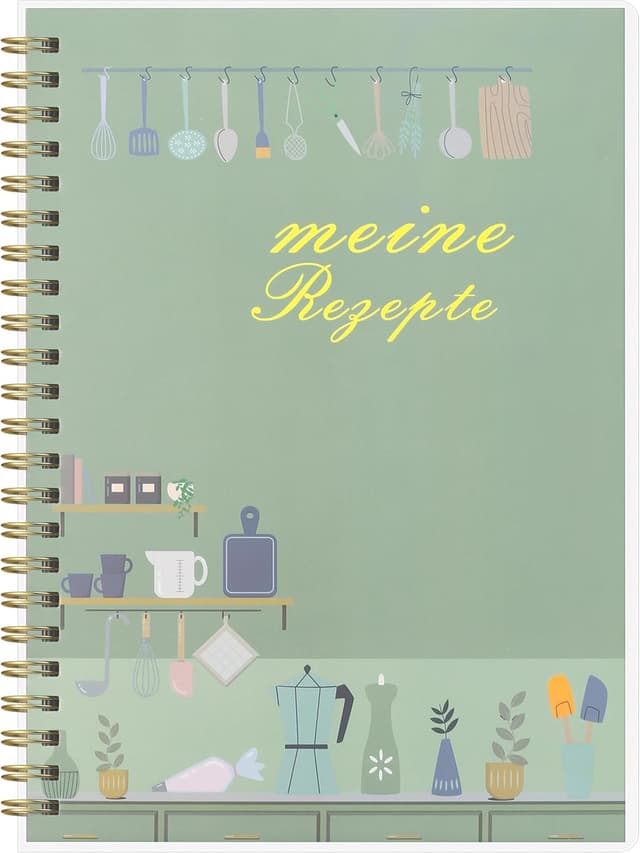 Detalle de ZXHQ Rezeptbuch zum Selberschreiben A5 mit Inhaltsverzeichnis & Schutzcover – Deutsch, 126 Seiten (Salbeigrün)