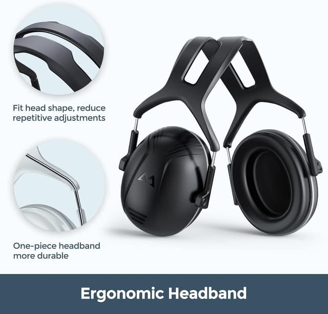Detalle de ERM TOOL Ear Defenders noise reduction safety ear muffs (35 dB SNR) with carry bag