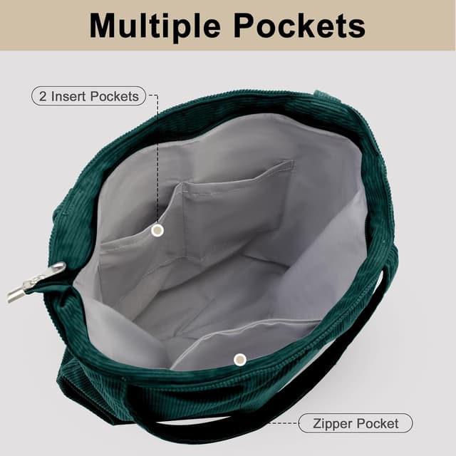 Thumbnail 4 de CNMTCCO Damen Shopper Tote Bag mit Reißverschluss – große Cord-Tragetasche für Schule, Arbeit & Alltag