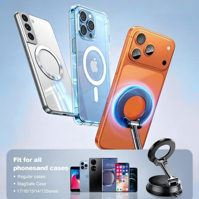 Thumbnail 6 de Uprosdik Black Magnetic Phone Holder for Car (3000gf N55 Magnet, 360° Adjustable)