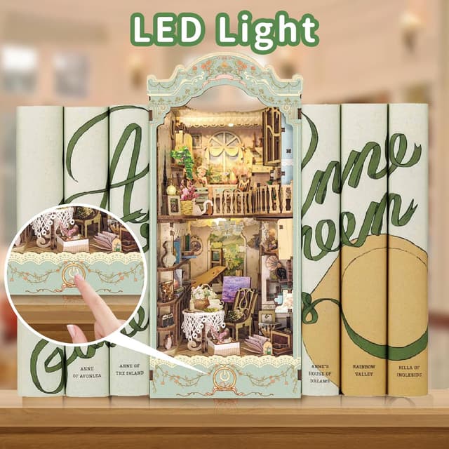 Detalle de DIY Book Nook Kit – Countryside Diary Dollhouse Booknook Miniature with LED Dust Cover