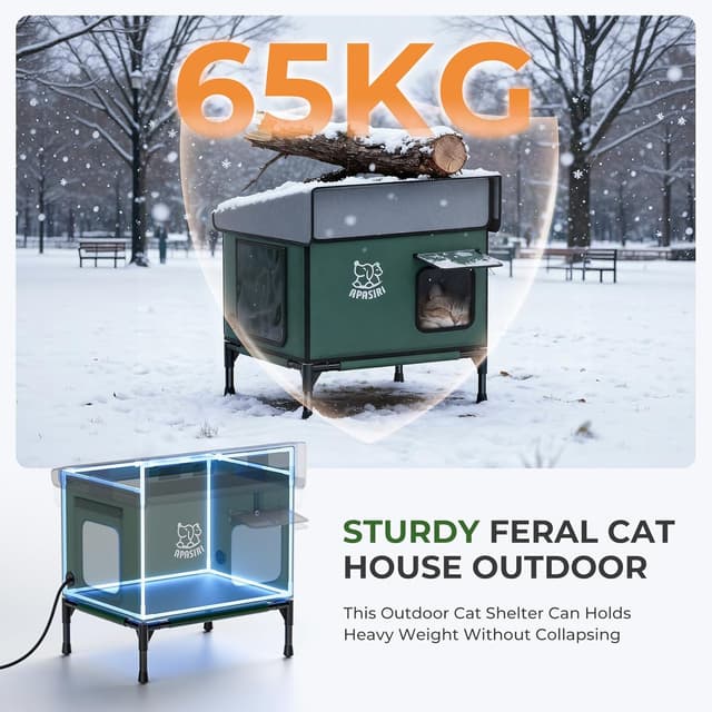 Thumbnail 3 de Apasiri Outdoor Heated Cat House with Insulation 🐱