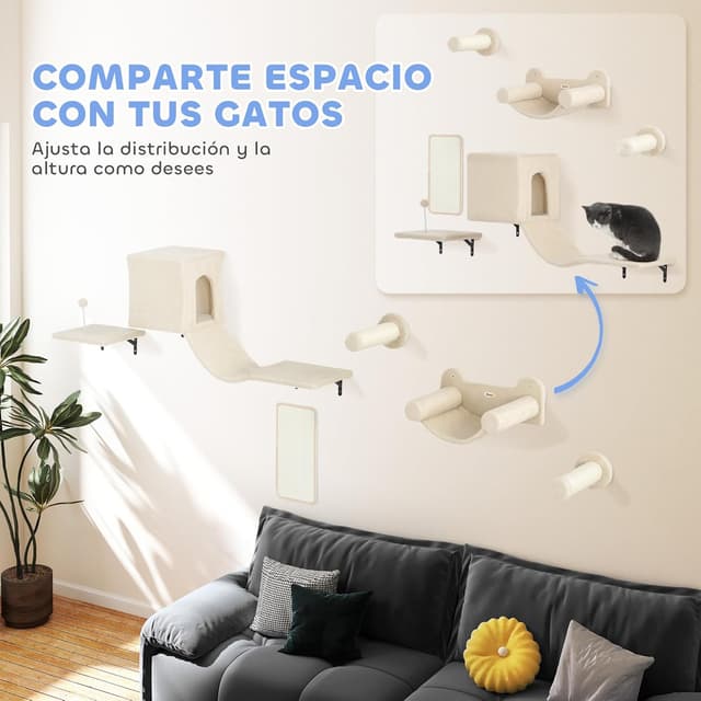 Thumbnail 3 de PawHut Escalada de pared para gatos 6 piezas