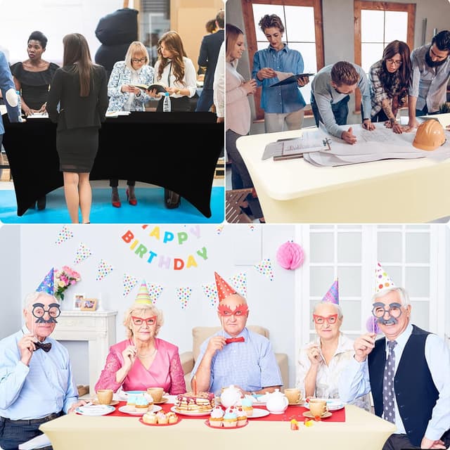 Detalle de BDDC 4ft Fitted Burgundy Spandex Table Cover (Stretch, Wrinkle-Resistant, Washable)