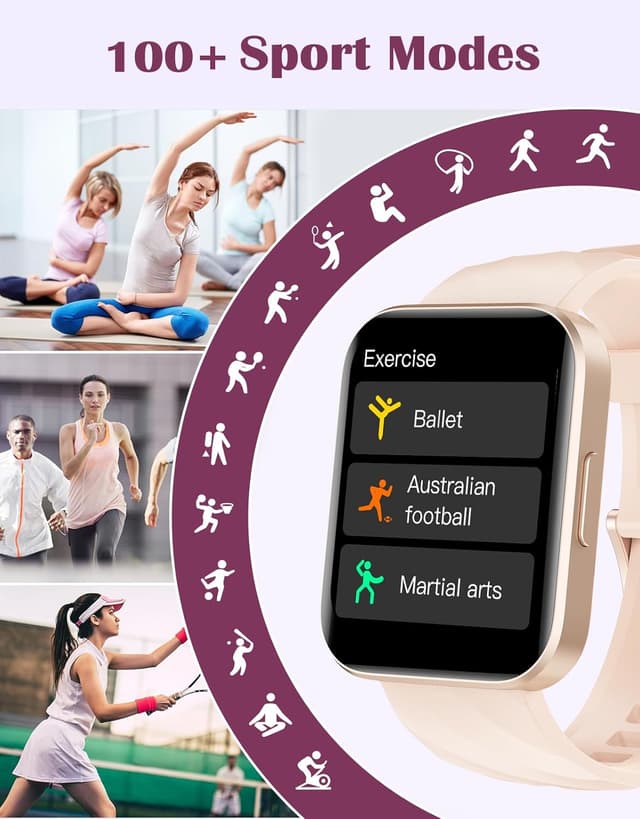 Detalle de RUIMEN Smartwatch Donna: chiamate Bluetooth, WhatsApp, saturimetro, cardio e fitness tracker rosa