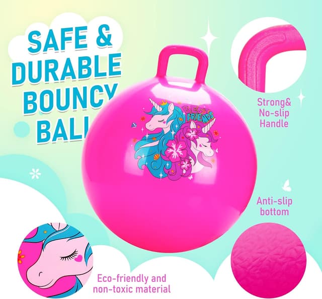 Detalle 2 de U&C Planet Hopper Ball 18-inch Bouncy Unicorn Ball with Handle (Pink)