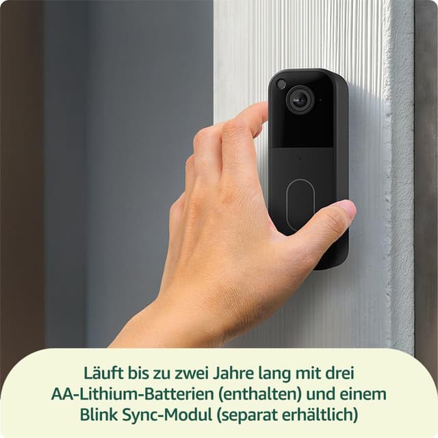 Detalle de Blink Videotürklingel (neueste Generation) als Einzelgerät – HD-Kopf-bis-Fuß, 2 Jahre Batterielaufzeit, IP65, Schwarz