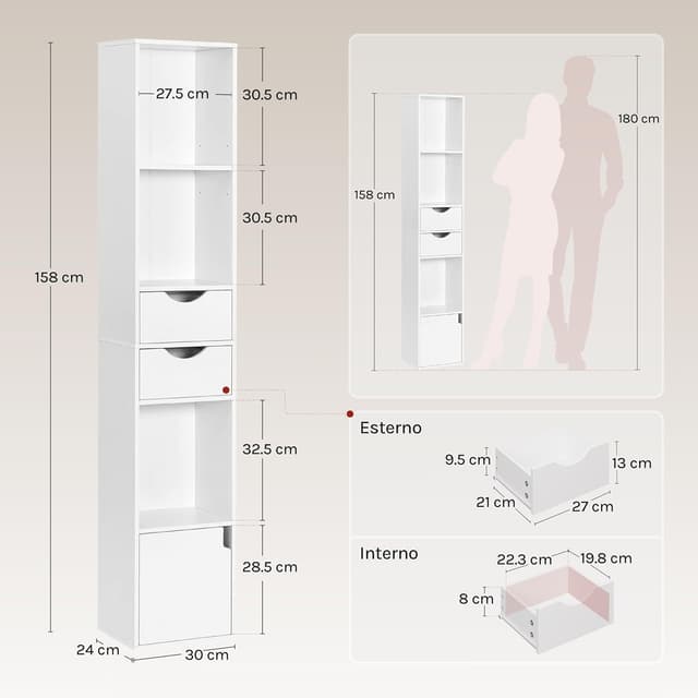 Detalle de WOLTU Estantería para Libros con Cajones y Armario