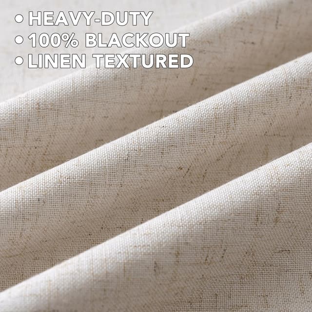 Detalle de H.VERSAILTEX Linen Blackout Curtains (100% Blackout) with Nickel Grommets, 2 Panels, 84 inch Length