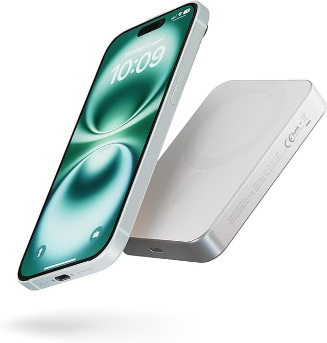 Detalle de Zens Slim Aluminium Power Bank Qi2 10k mAh ⚡ Carga MagSafe iPhone