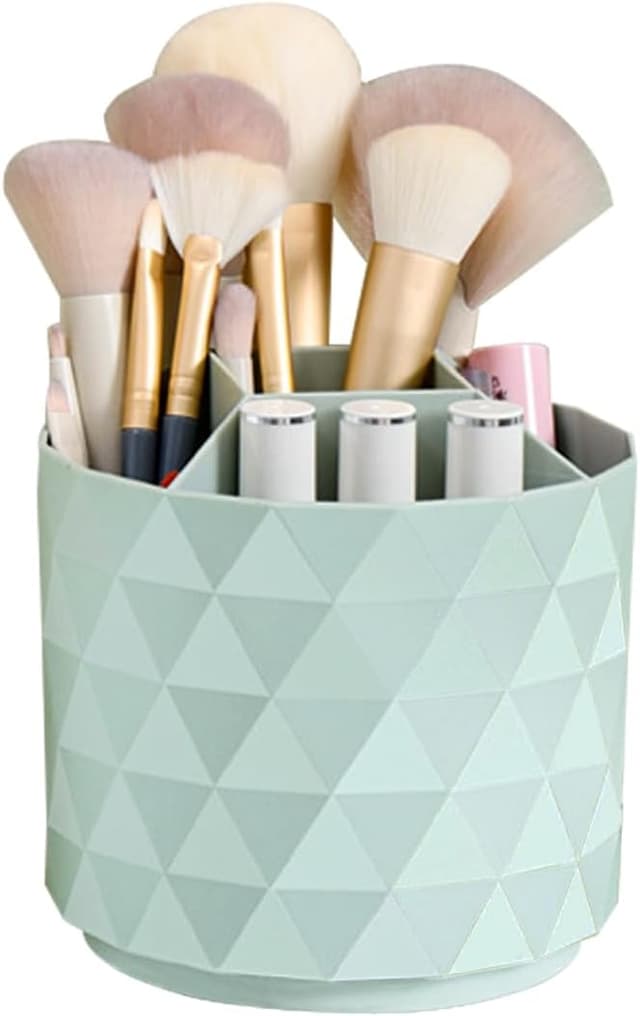 Detalle de Nwvuop 360° Rotating Makeup Brush Organiser (12×12×14cm) with 5 Compartments