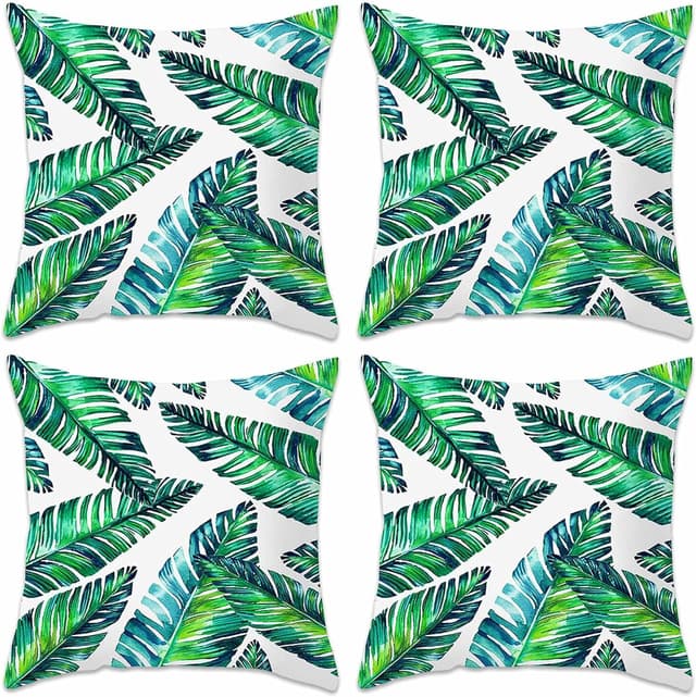 Detalle de Betadistor Tropical Green Leaves Cushion Covers (Pack of 4) 45 x 45cm with Invisible Zipper