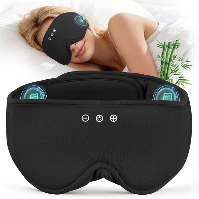 Detalle de LC-dolida Bambou Masque de Sommeil Écouteur Bluetooth 5.4 (masque de nuit blackout, machine lavable)