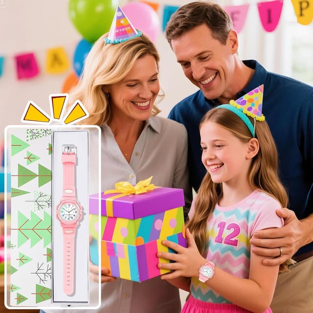 Detalle 2 de DTKID Analoge Kinderuhr mit Licht – Jungen & Mädchen, gut lesbares Zifferblatt, 50 m wasserdicht (ab 5–16 Jahren)