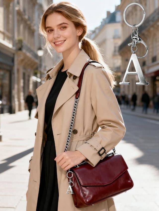 Detalle de MLZTINGR Edelstahl-Schlüsselanhänger mit Initialen-Anhänger – robust für Alltag und als Geschenk