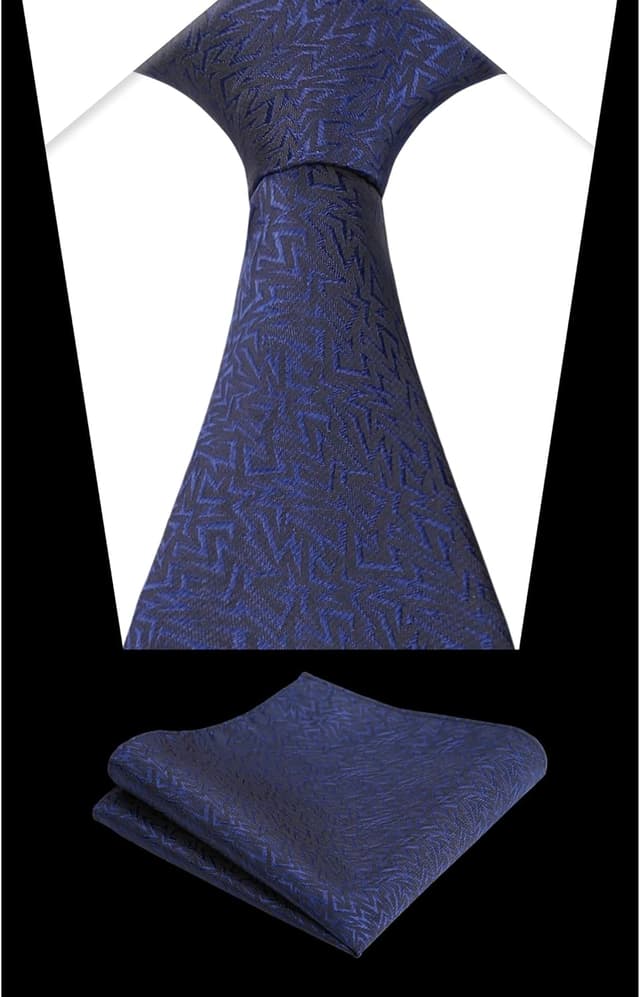 Detalle de Alizeal men’s solid colour tie and pocket square set (self-tied necktie + matching hanky)