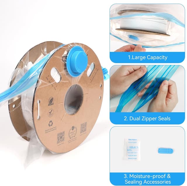 Detalle de Creality 3D Filament Aufbewahrungsbeutel Vakuumbeutel Kit (12er) – Filament trocken halten & vor Staub schützen