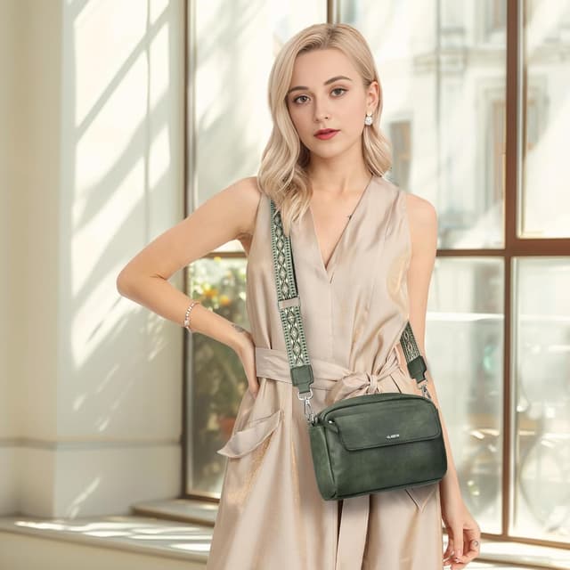 Detalle de Gladdon sac bandoulière femme : petit sacoche en cuir PU léger, imperméable et bandoulière amovible