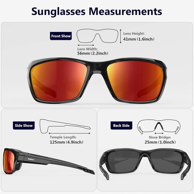 Detalle de BONDDI Polarised Sports Sunglasses with UV400 Protection (TR90 Frame) + Hard Case