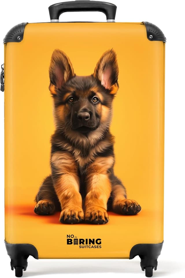 Detalle de NoBoringSuitcases.com Trolley Bambini per Bagaglio a Mano 55x40x20 cm (Pastore tedesco - Arancione)