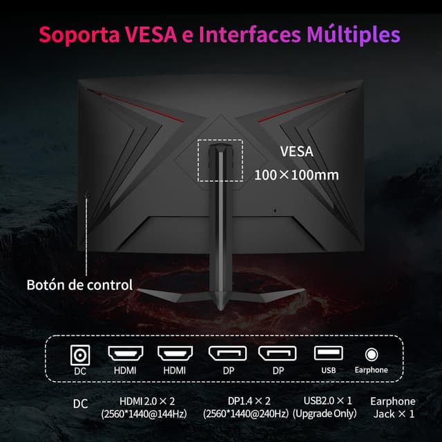 Thumbnail 6 de KTC 32 Zoll Curved Gaming-Monitor 1000R (2K WQHD, 240 Hz) mit Adaptive Sync, 1 ms, HDR und VESA