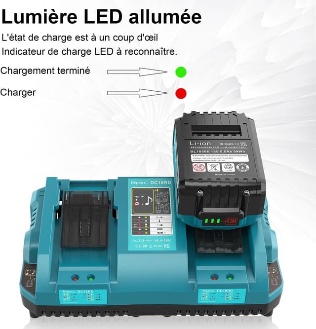 Detalle 2 de DC18RD Ladegerät mit 2x 5,5 Ah Akkus