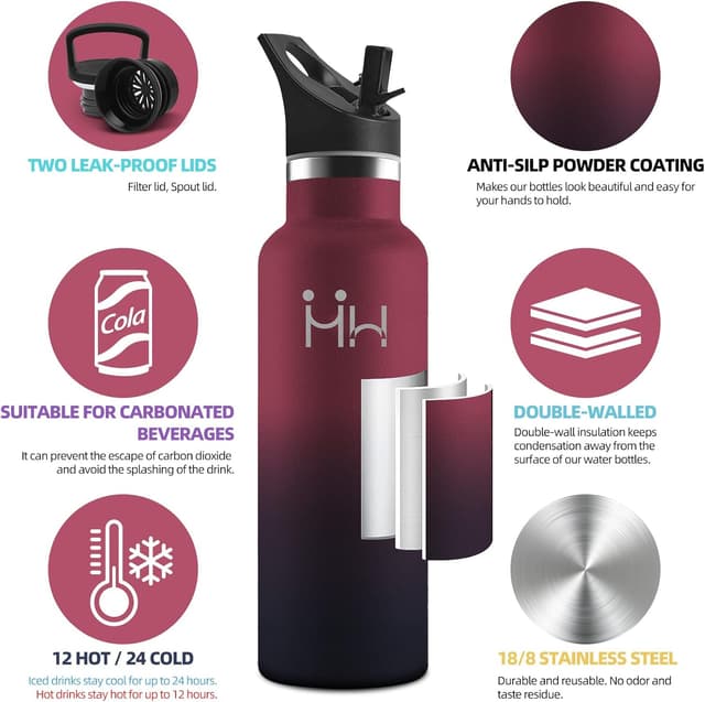 Thumbnail 3 de Motswedi Gourde 750 ml sans BPA rouge noir