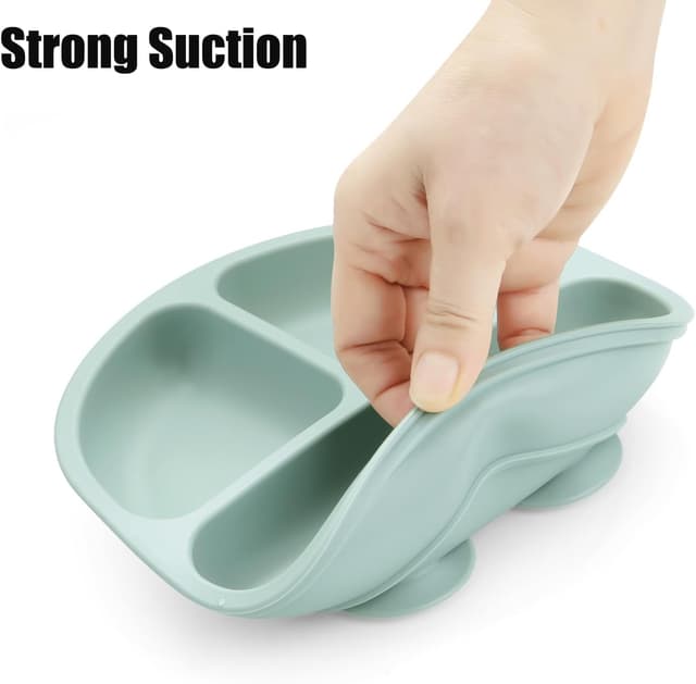 Thumbnail 6 de PandaEar 2er unterteilte Kinderteller mit Saugteller und 2 Babylöffeln & 2 Gabeln aus BPA-freiem Silikon