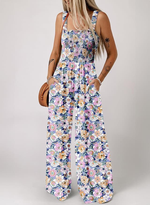 Detalle 2 de Dokotoo Women’s Casual Sleeveless Overalls Jumpsuit with Pockets & Wide-Leg Fit