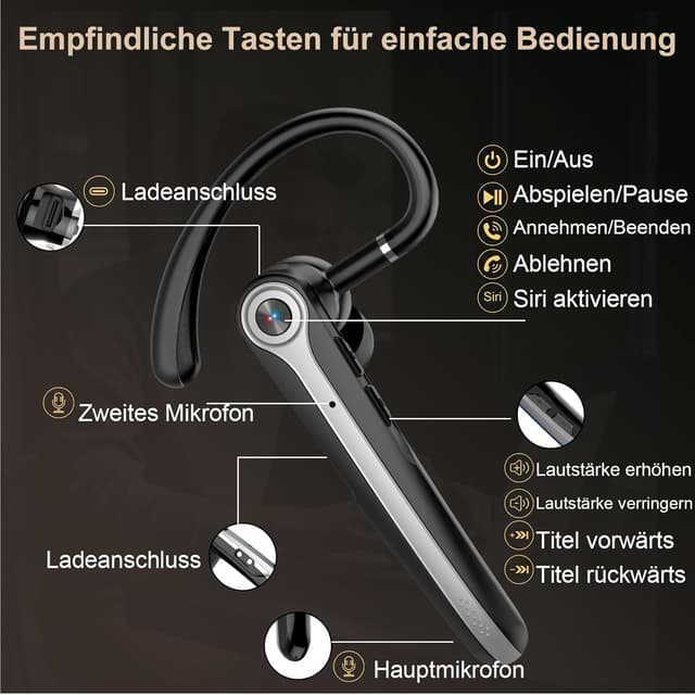 Thumbnail 6 de Bluetooth Headset V5.4 mit 25h Sprechzeit