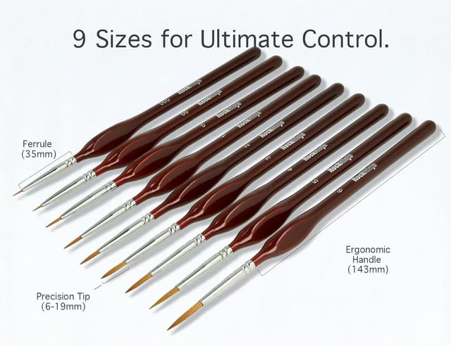 Detalle de Detail Paint Brush Set 9pcs for fine work