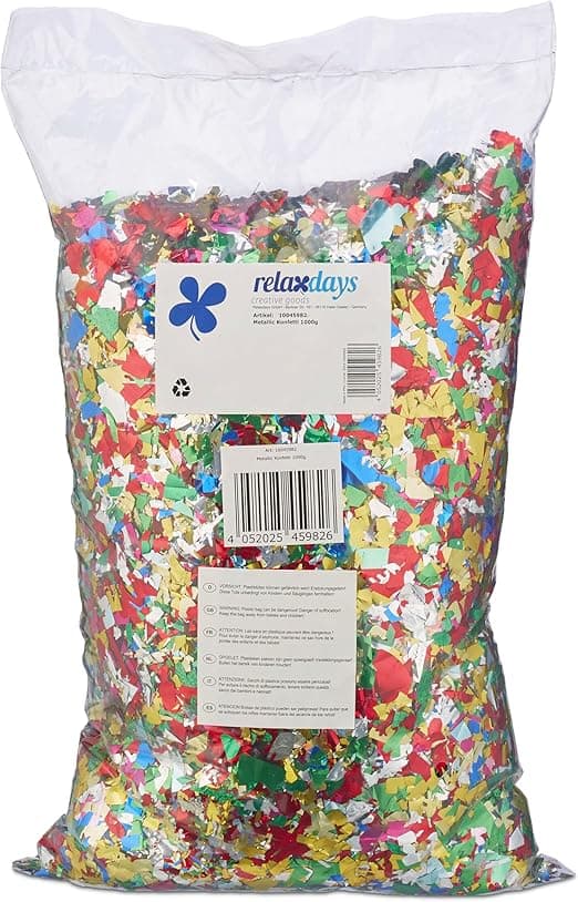 Imagen de Relaxdays Bolsa de Confeti Metalizado 1kg ✨ para Celebraciones en OfertitasTOP