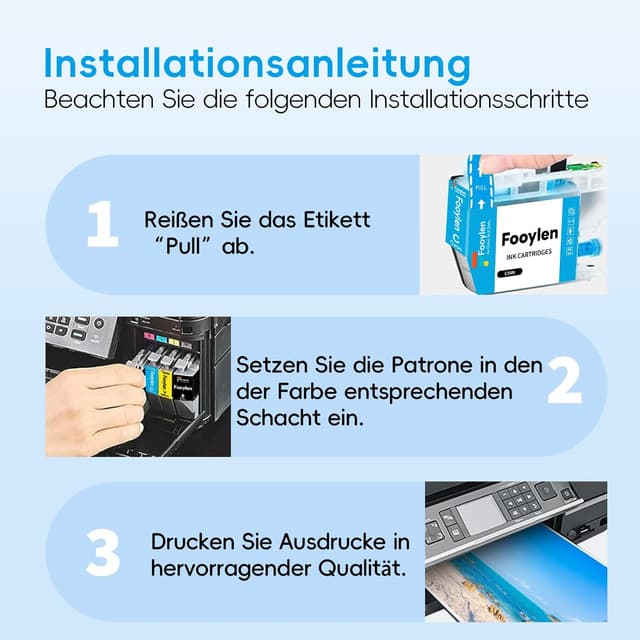 Detalle 2 de Fooylen LC424 Tintenpatronen Multipack kompatibel mit Brother LC-424 (für DCP-J1200W / DCP-J1200WE)