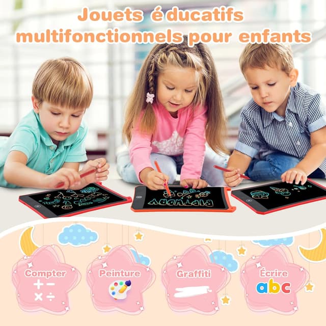 Detalle 2 de RaceGT Tablette de dessin enfant LCD 8,5 pouces ardoise magique (lot de 2) avec bouton d’effacement verrouillable