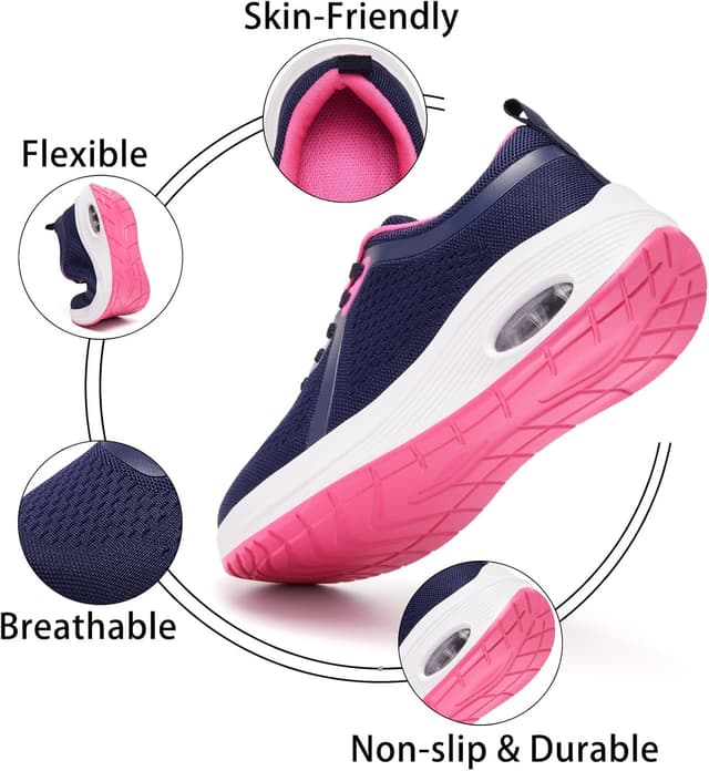Detalle de ZCBSTL Wide Fit Women’s Orthopedic Trainers with Arch Support & Air Cushion