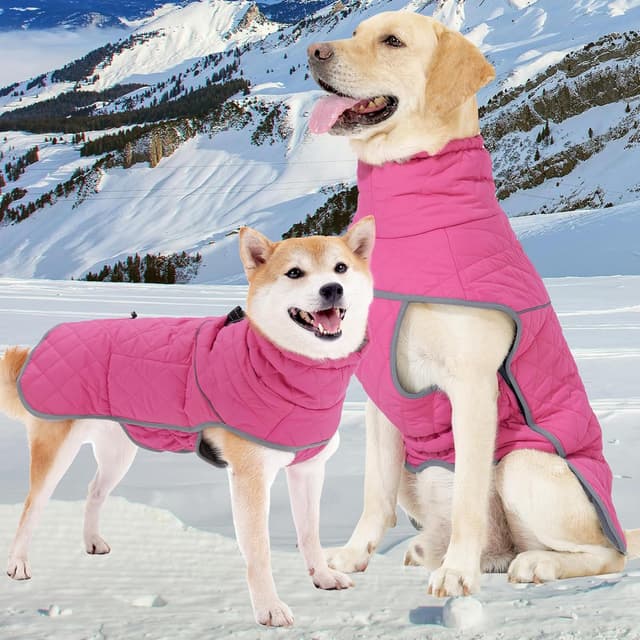 Thumbnail 6 de Leberna Warm Pet Dog Coats and Jackets waterproof reflective turtleneck puffer jacket (Rose Red, S)