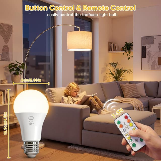 Thumbnail 2 de TaoFiaCo E27 Bombilla Recargable USB mando inalámbrica