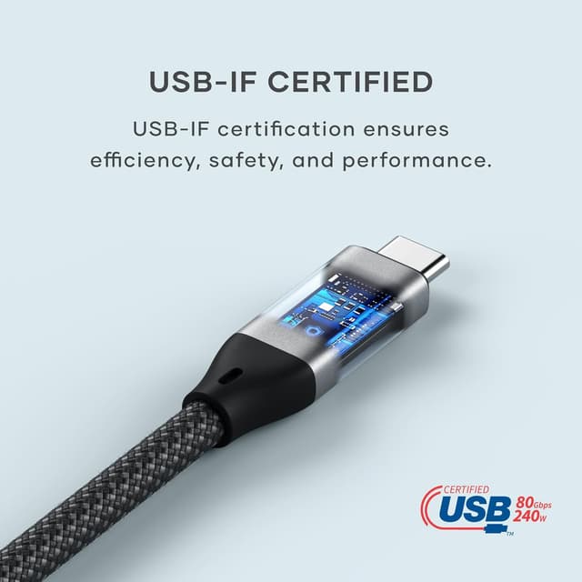 Thumbnail 6 de Satechi USB4 V2 Pro Cable (USB-C) 1.2m with up to 120Gbps, 240W Power Delivery, and 8K display support