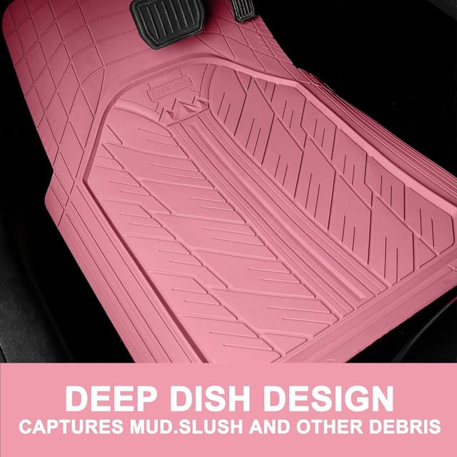 Detalle 1 de CAR PASS All-Pink M-L Heavy Duty Rubber Car Floor Mats with Trunk Cargo Liner (Universal Trim-to-Fit)