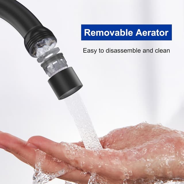 Detalle de CECIPA Wasserhahn nur für Kaltwasser Schwarz inkl. 60 cm Anschlussschlauch (Edelstahl-Muttern 304)