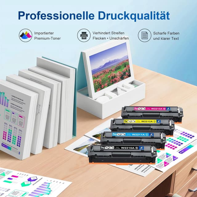 Detalle 2 de 207A Toner 4er-Set mit Chip kompatibel für HP (schwarz, cyan, gelb, magenta) für Color LaserJet Pro M283/M282/M255