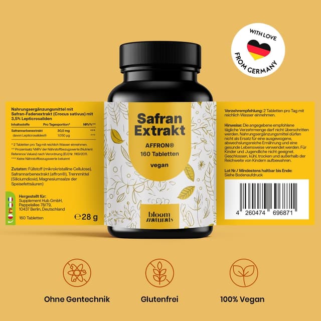 Detalle 1 de Bloom Naturals Beauty Supplements Safran Extrakt 160
