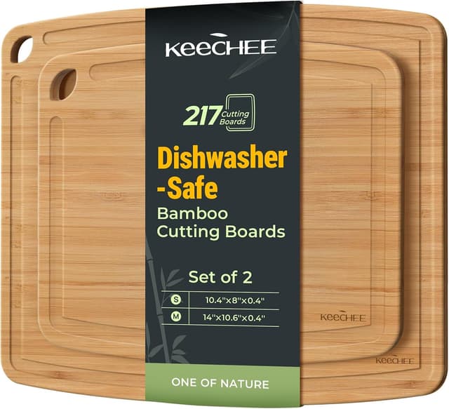 Detalle de keechee Dishwasher Safe Bamboo Cutting Boards Set of 2