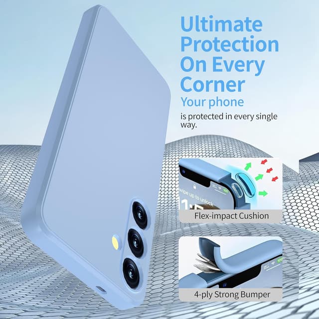 Detalle de Watana Hülle für Samsung Galaxy S24 Plus 5G – Soft-Touch Flüssigsilikon Case mit Mikrofaserfutter, hellblau