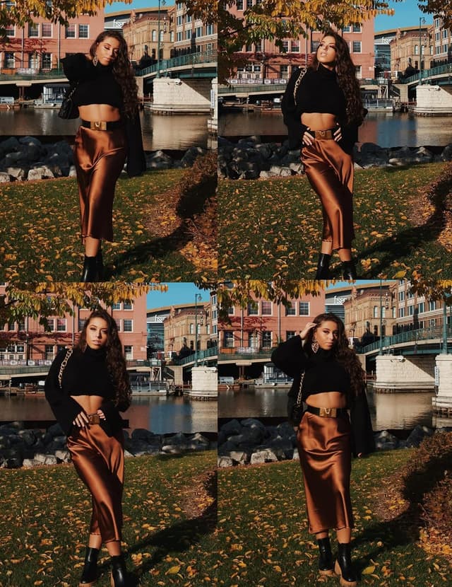 Detalle de Zeagoo Satin High-Waist Midi Skirt for Women (Elegant Party Skirt)