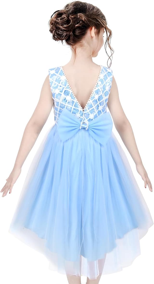 Detalle de Sunny Fashion Mädchen Kleid Blumenmädchen Hi-Low mit Pailletten & Spitze, Größen 98–134