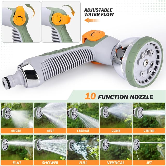 Detalle 2 de Bietor Retractable Garden Hose Reel 38m + 2m (Wall Mounted) with Auto Rewind, Auto Lock and 10-Mode Nozzle