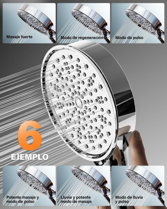 Detalle 2 de Cobbe Alcachofa de Ducha con Filtro y 6 Modos