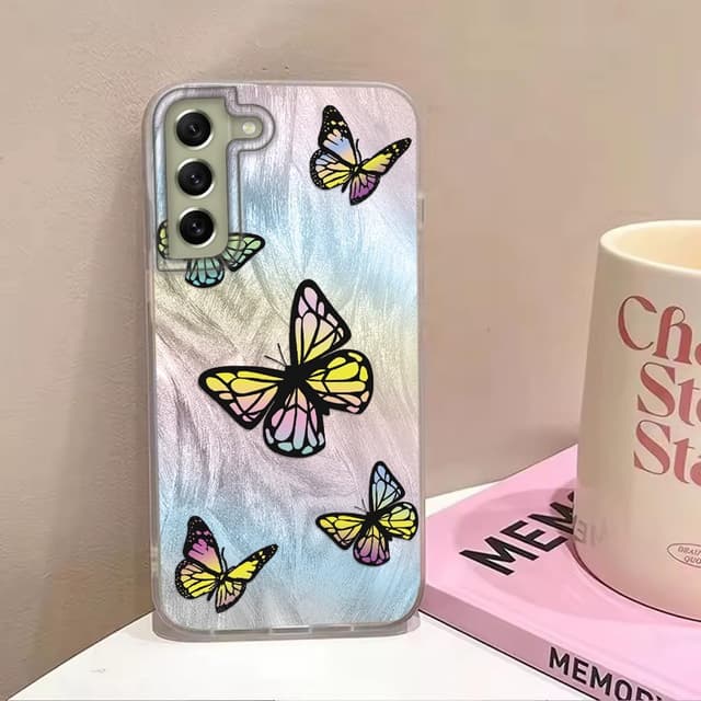 Detalle de Tedyhulle Hülle für Samsung Galaxy S22 Plus – dünne TPU-Softcase mit buntem Schmetterlingsmuster